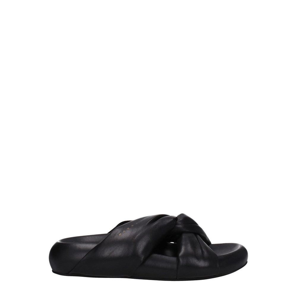 Marni Black Leather Slippers Sandals MA-8547442884873-EU38/US8