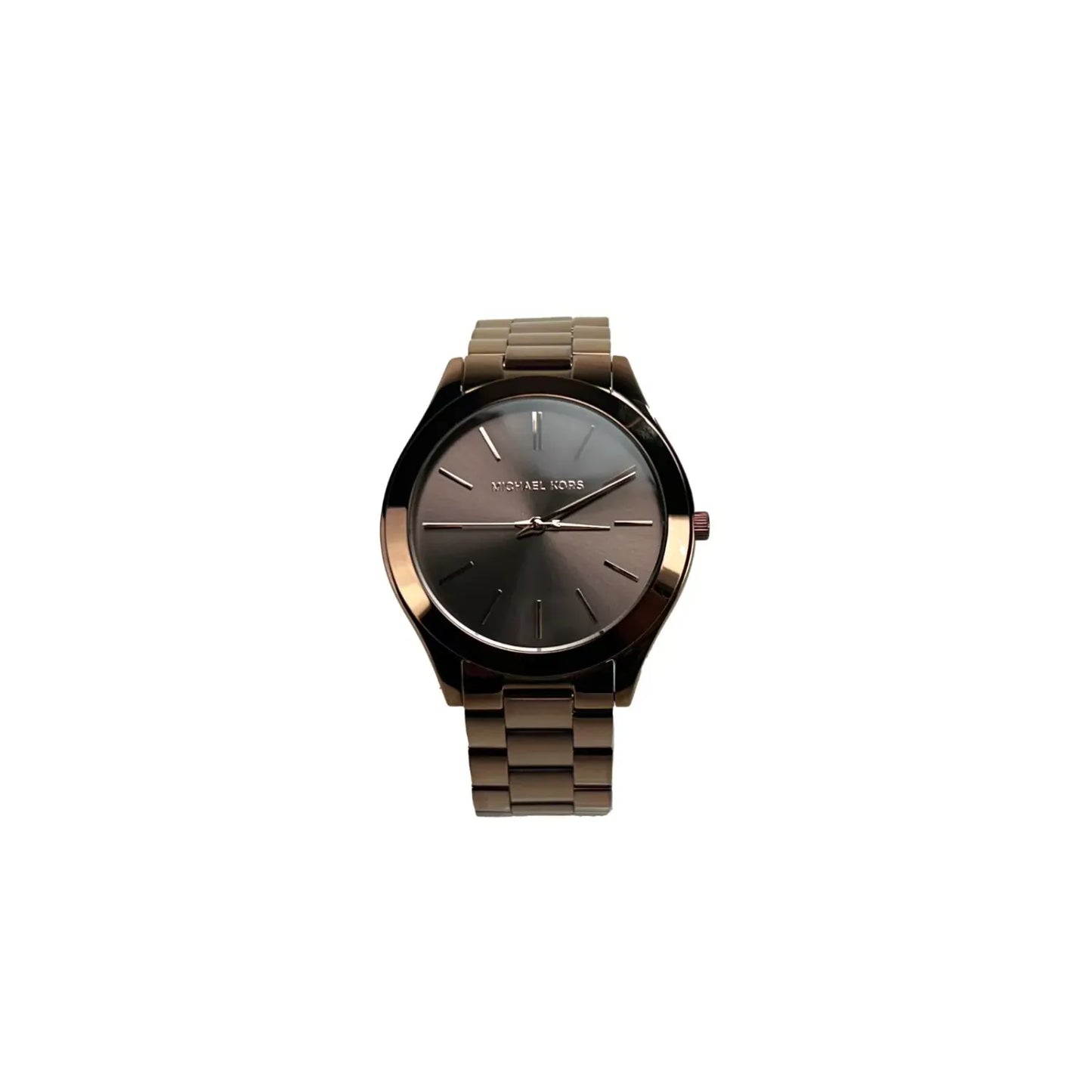 Michael Kors Slim Runway Brown Stainless Steel Watch MK3418 NO BOX with 42mm case and minimalist design.