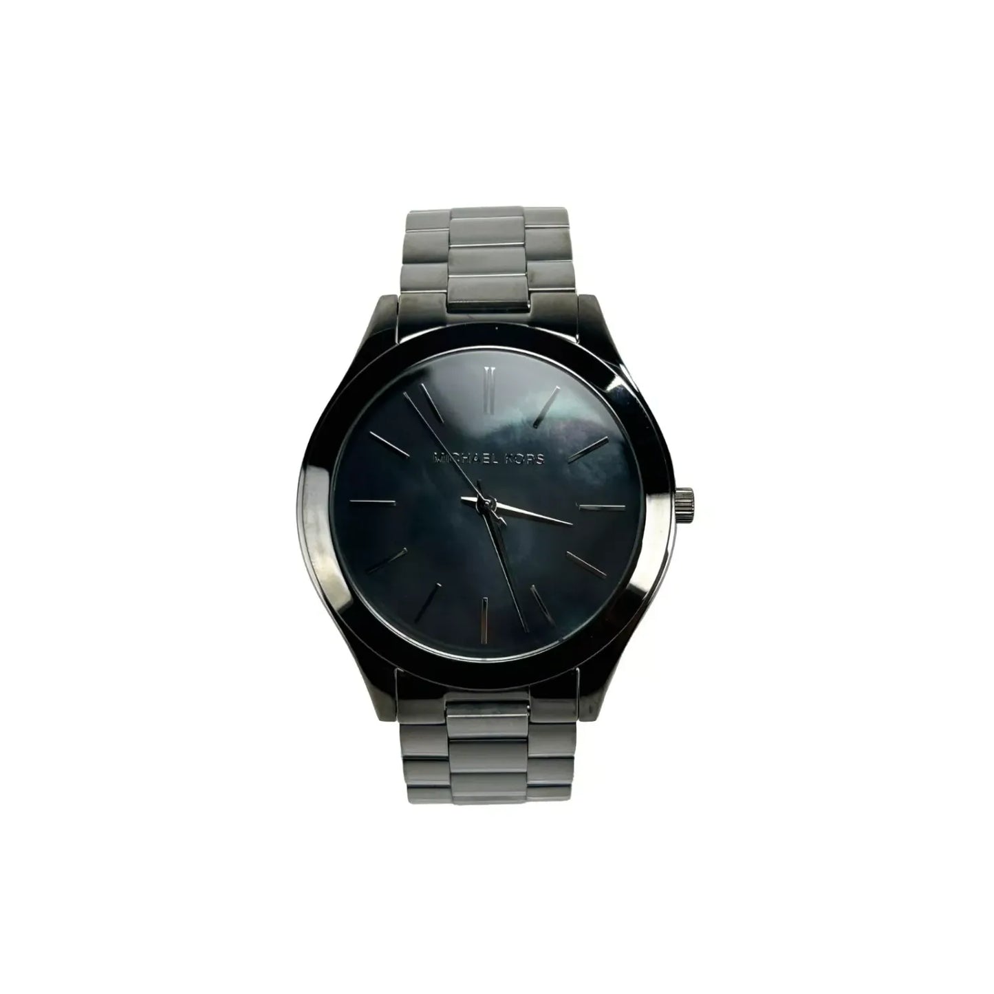 Michael Kors Slim Runway Gun Metal Stainless Steel Watch MK3413 NO BOX showing minimalistic design