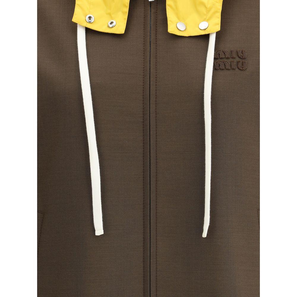 Miu Miu Hooded Bomber Jacket 1728,72470364320,Brown,Clothing,IT38 | S,Jackets & Coats - Women - Clothing,Miu Miu,New with tags,Women,Women - Clothing Miu Miu MI-ML1268SOOO17HVF04NJ-IT38 | S