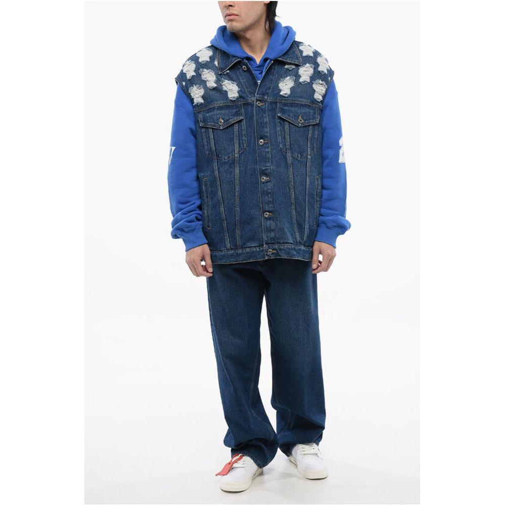 Off-White Off-White Distressed Effect STARS OVER Denim Vest OF-P647293-M 1728,74866327712,Blazers - Men - Clothing,Blue,Clothing,M,Men,Men - Clothing,New with tags,Off-White