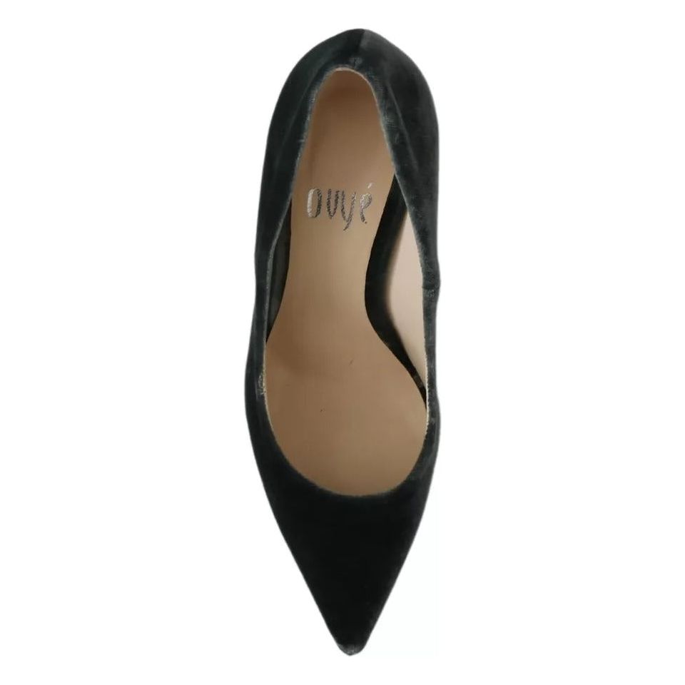 Ovyé Gray Velvet Dress Stiletto Pumps Shoes
