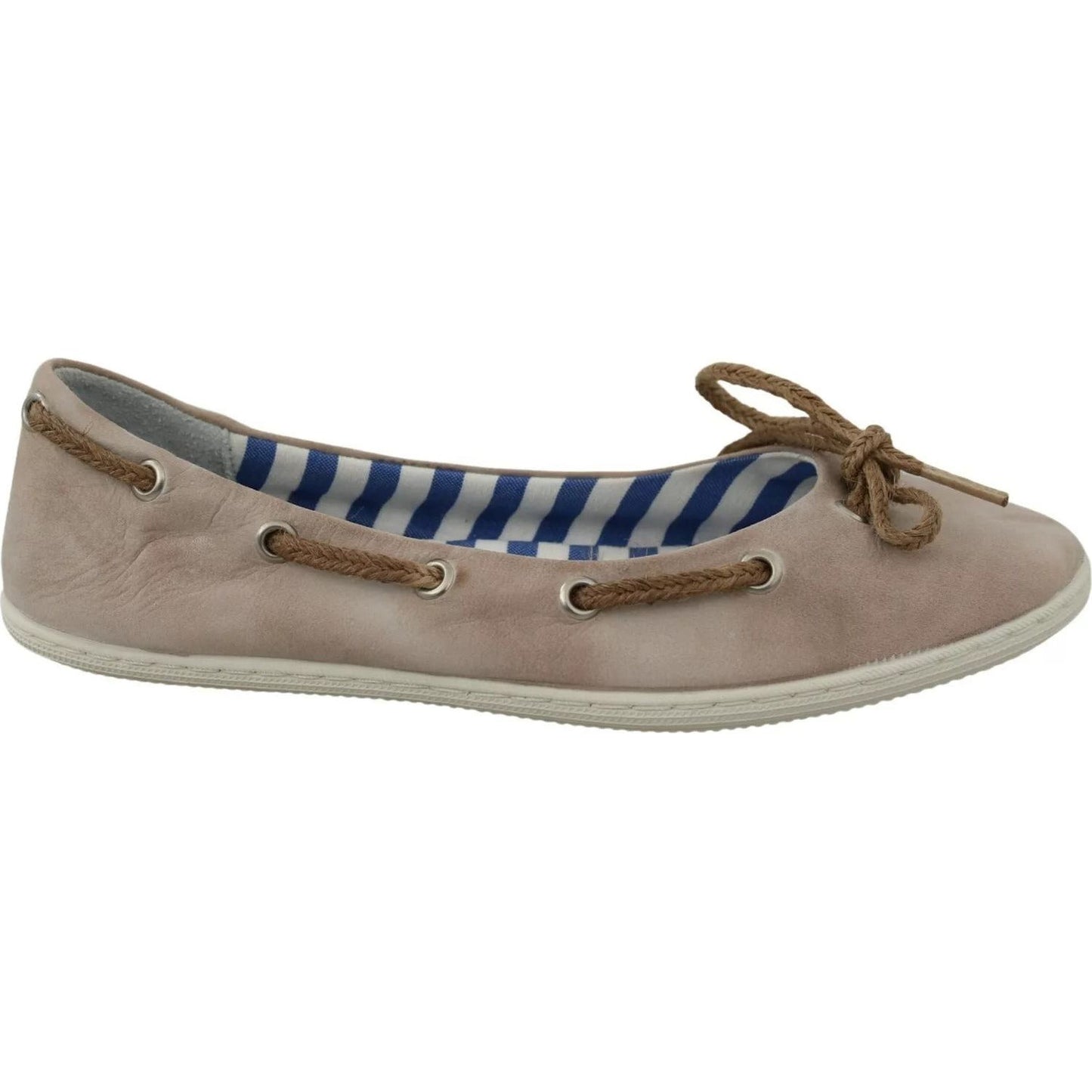 Pantofola D'Oro Beige Suede Lace Bow Loafers Ballet Flat Shoes