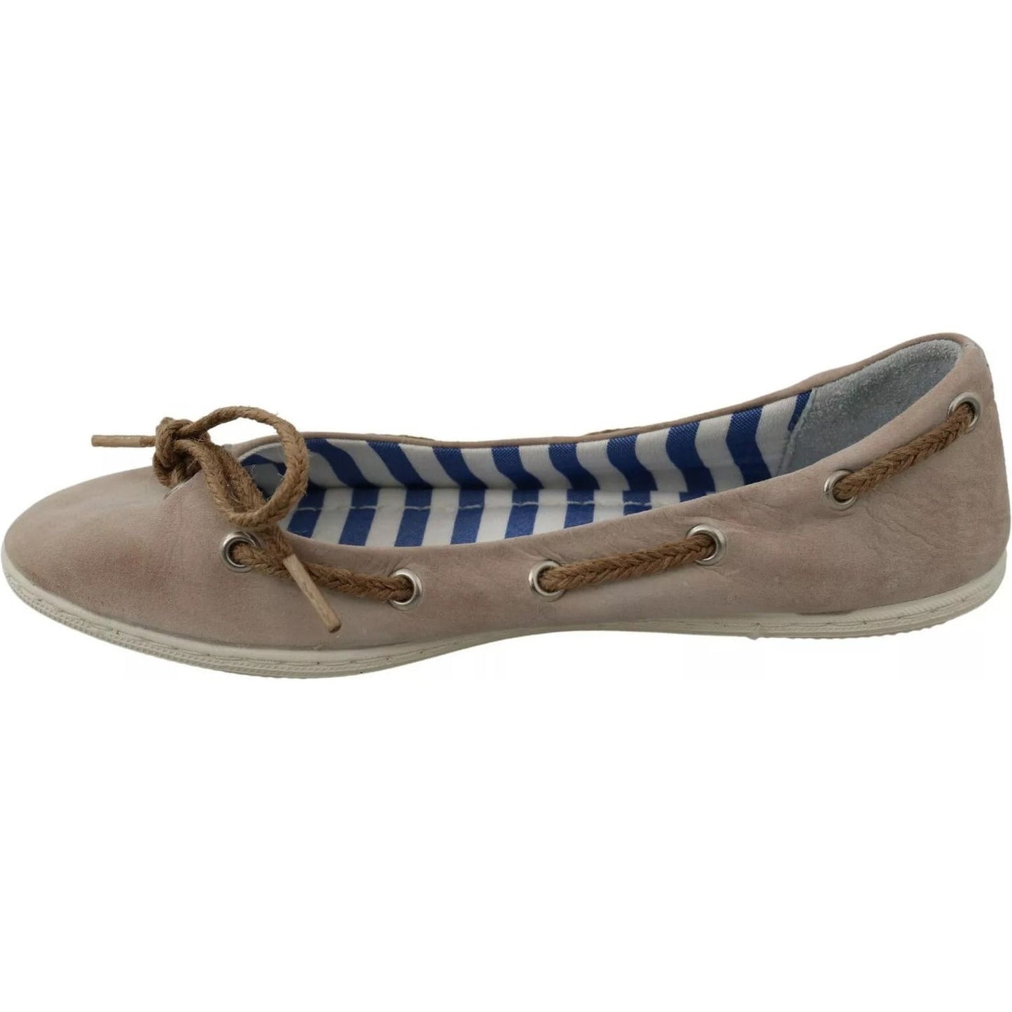 Pantofola D'Oro Beige Suede Lace Bow Loafers Ballet Flat Shoes