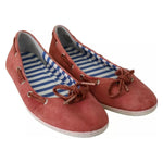 Pantofola D'Oro Scarlet Red Blue Stripe Flat Slip-On Shoes