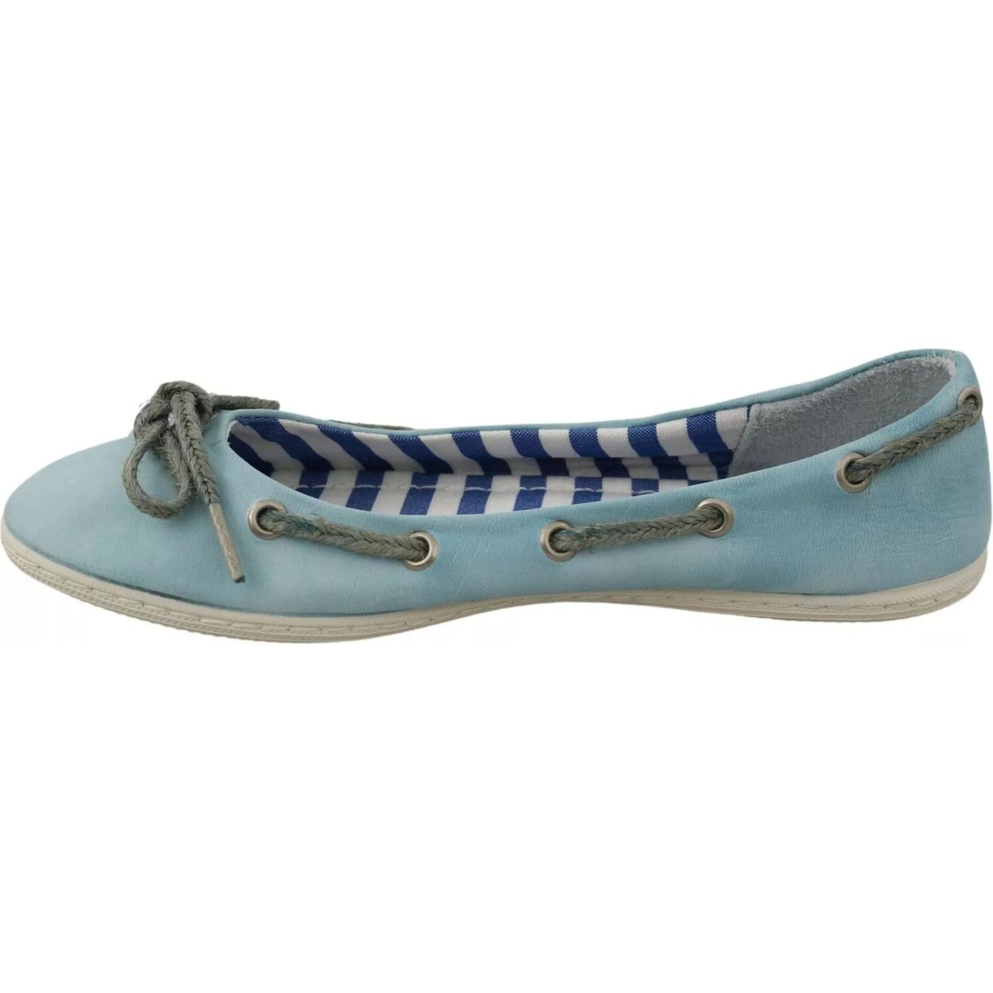 Pantofola D'Oro Sky Blue Suede Lace Bow Loafers Ballet Flat Shoes