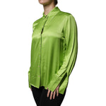 Patrizia Pepe Green Viscose Long Sleeves Collared Blouse Top 1728,67345645728,Clothing,Green,IT44 | L,Material: 100% Viscose,Patrizia Pepe,Preowned / Defect,Tops & T-Shirts - Women - Clothing,Women,Women - Clothing Patrizia Pepe TSH86776-44