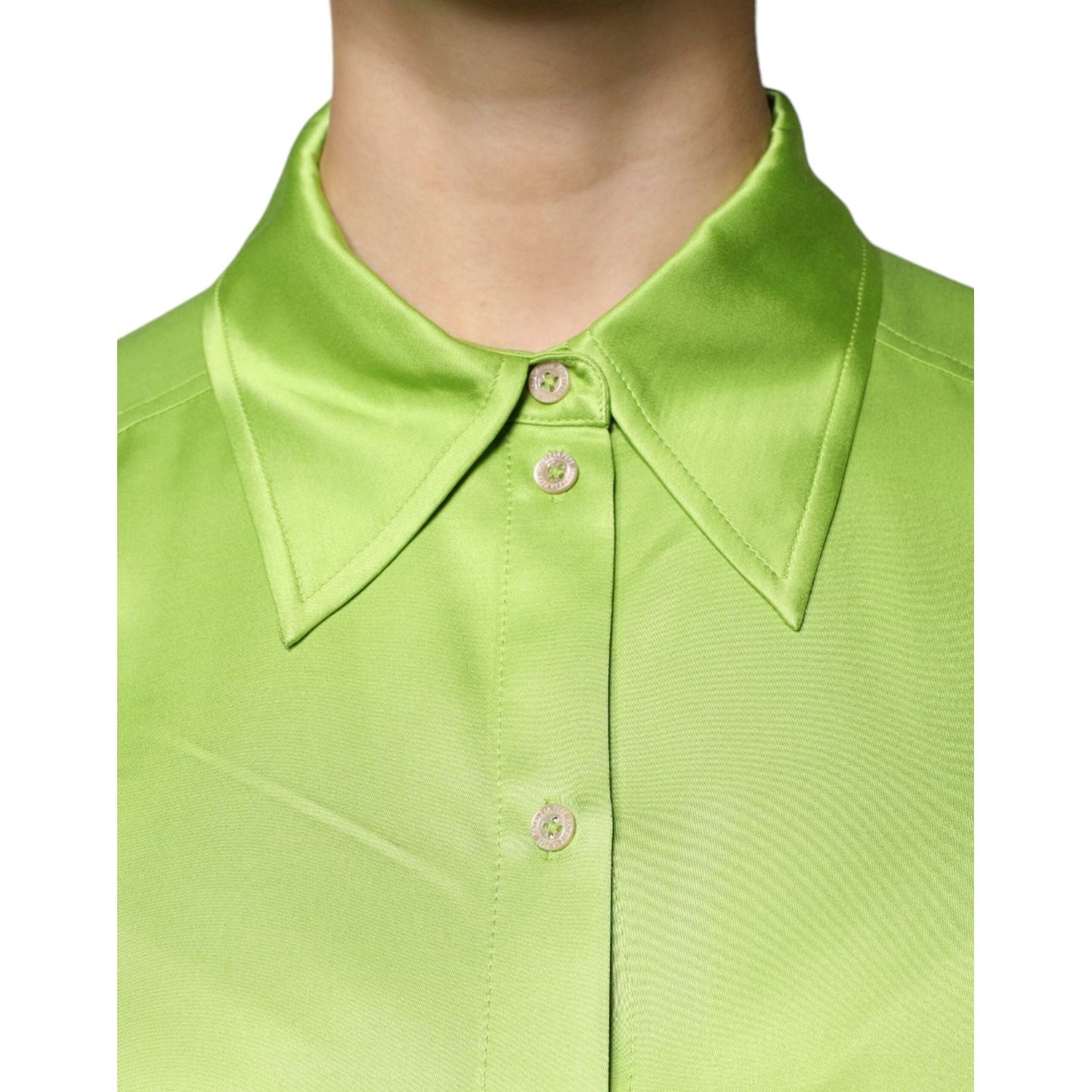 Patrizia Pepe Green Viscose Long Sleeves Collared Blouse Top 1728,67345645728,Clothing,Green,IT44 | L,Material: 100% Viscose,Patrizia Pepe,Preowned / Defect,Tops & T-Shirts - Women - Clothing,Women,Women - Clothing Patrizia Pepe TSH86776-44