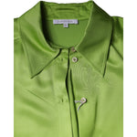 Patrizia Pepe Green Viscose Long Sleeves Collared Blouse Top 1728,67345645728,Clothing,Green,IT44 | L,Material: 100% Viscose,Patrizia Pepe,Preowned / Defect,Tops & T-Shirts - Women - Clothing,Women,Women - Clothing Patrizia Pepe TSH86776-44