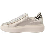 Patrizia Pepe Silver Full Grain Leather Lace Up Sneakers Shoes