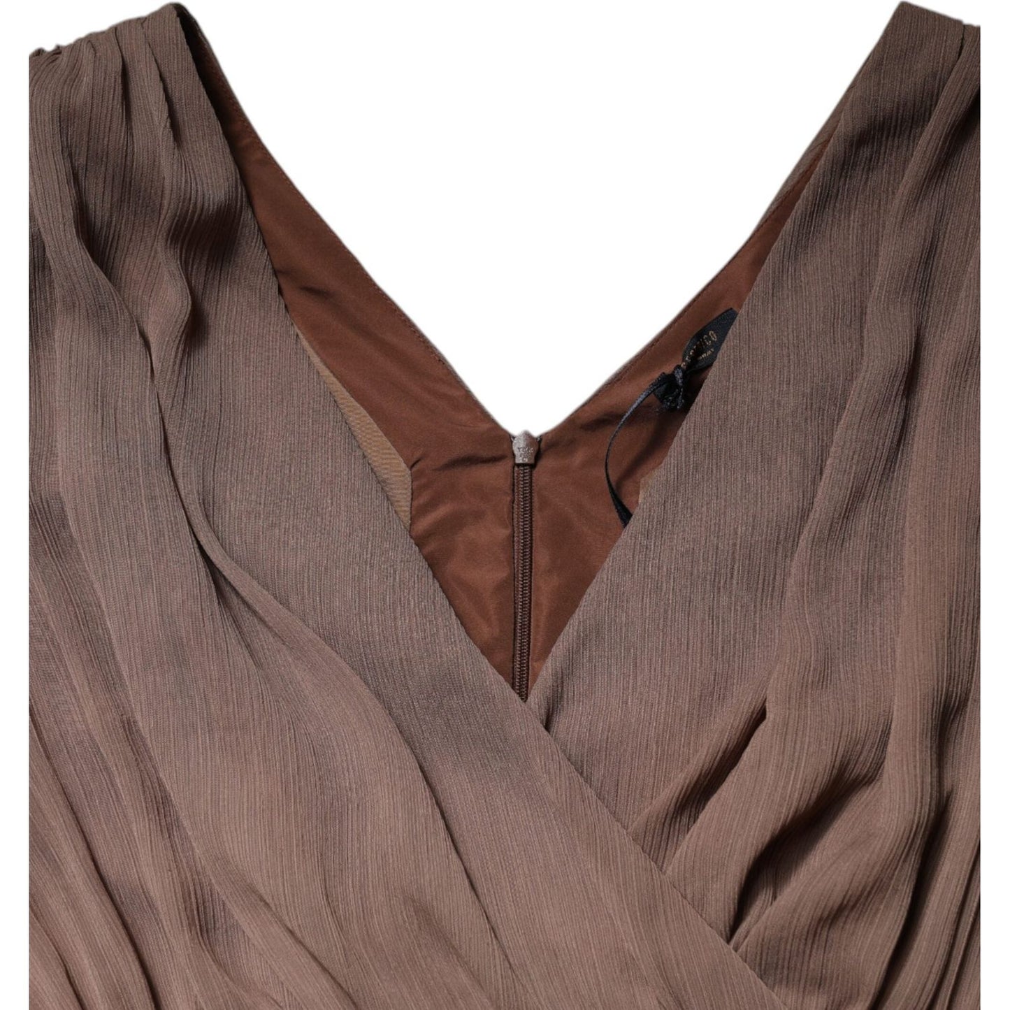 Peserico Brown Sleeveless Deep V-neck A-line Long Maxi Dress 1728,67345645728,Brown,Clothing,Dresses - Women - Clothing,IT42|M,Material: 100% Polyester,Peserico,Preowned / Defect,Women,Women - Clothing Peserico DR281422-42