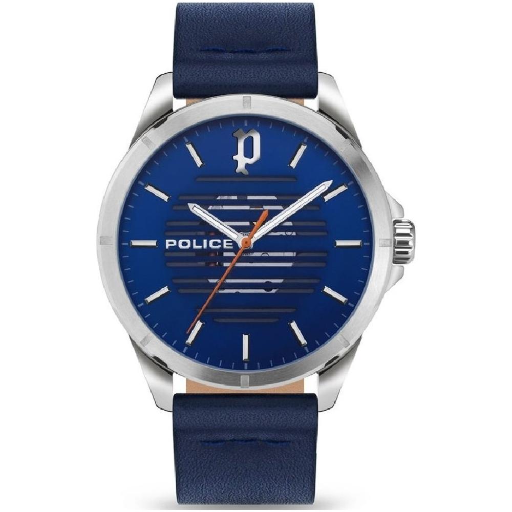 Police Police Blue Leather Watch POPEWJA2204501AC 1728,Blue,Men,New with tags,Police,Watches for Men - Watches