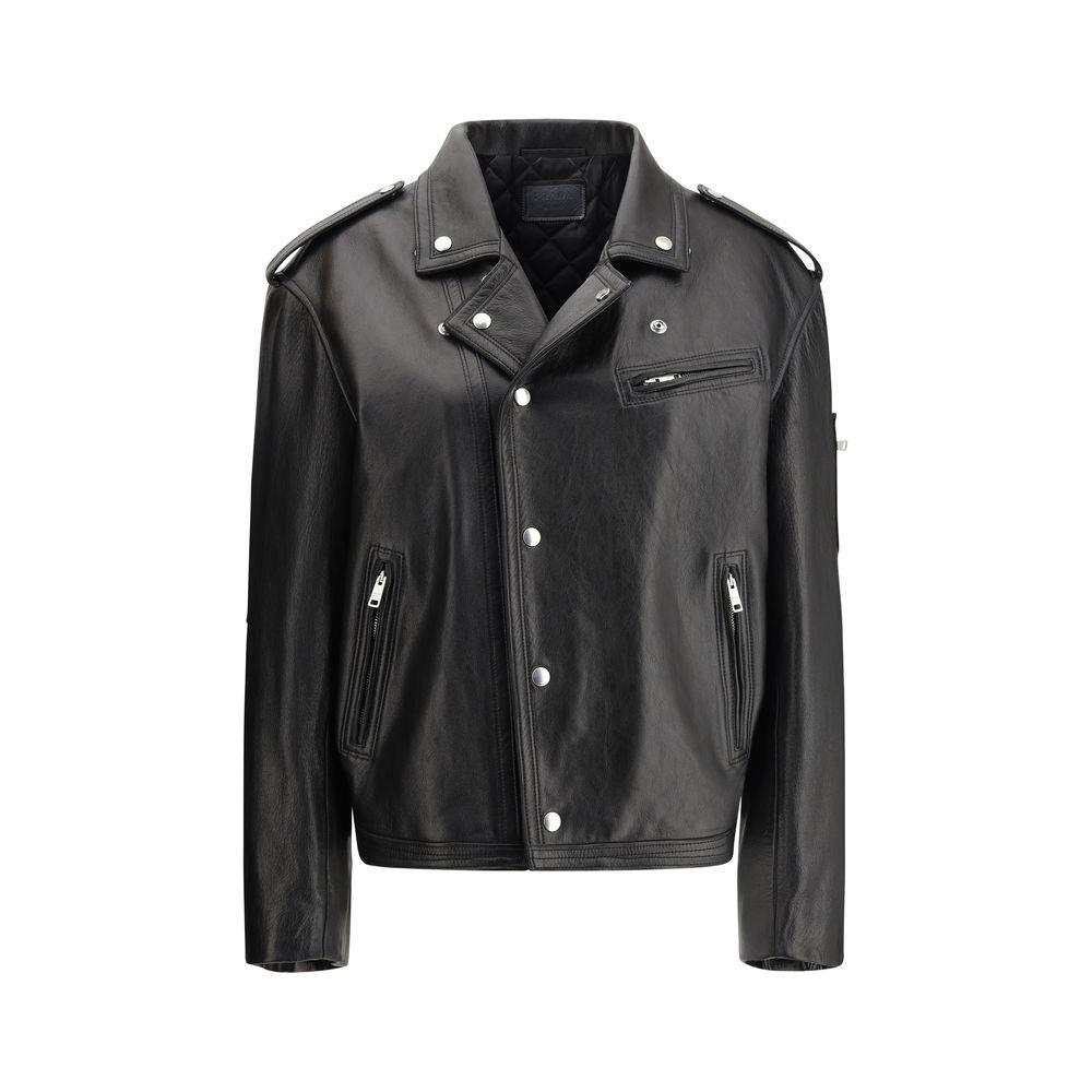 Prada Prada Biker leather Jacket PR-58A207SOOO11KDF0002-IT40 | M 1728,72470364320,Black,Clothing,IT40 | M,Jackets & Coats - Women - Clothing,New with tags,Prada,Women,Women - Clothing