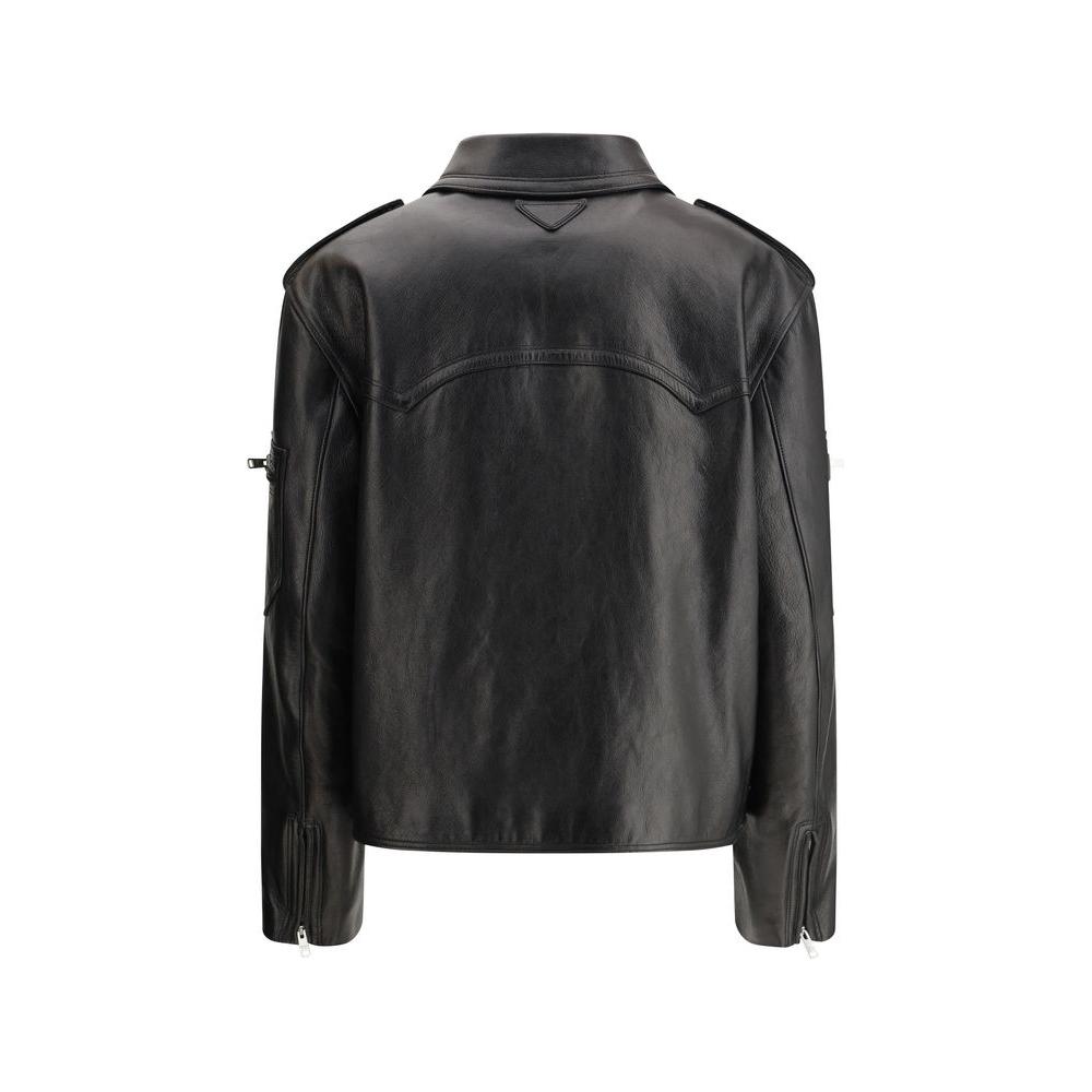 Prada Prada Biker leather Jacket PR-58A207SOOO11KDF0002-IT40 | M 1728,72470364320,Black,Clothing,IT40 | M,Jackets & Coats - Women - Clothing,New with tags,Prada,Women,Women - Clothing