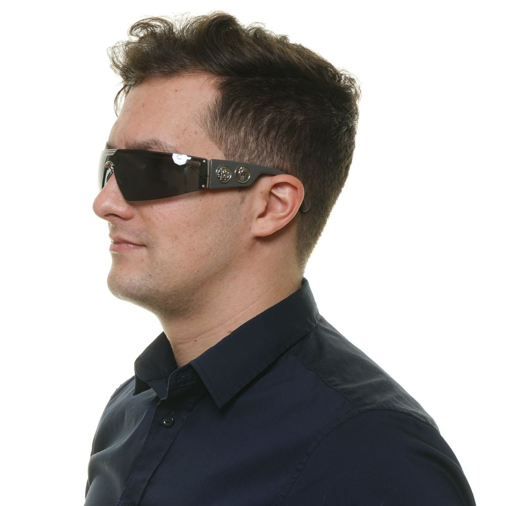 Man wearing Roberto Cavalli Black Metal & Plastic Sunglasses with grey lenses displaying side view.
