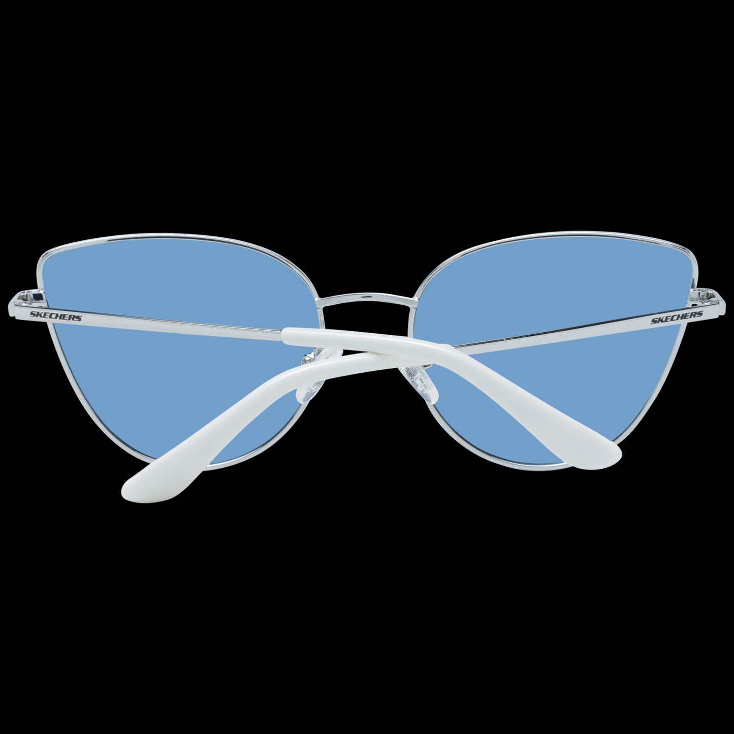 SKECHERS MOD. SE6158 5921V sunglasses for women with blue-tinted lenses and sleek white frame, view from front.