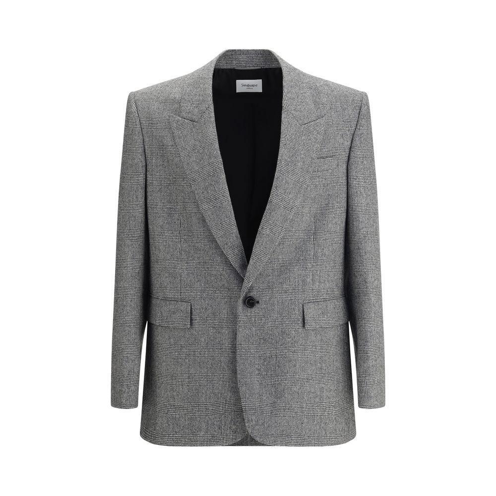 Saint Laurent Prince de Galles wool flannel Blazer SA-837196Y5H541095-IT48 | M