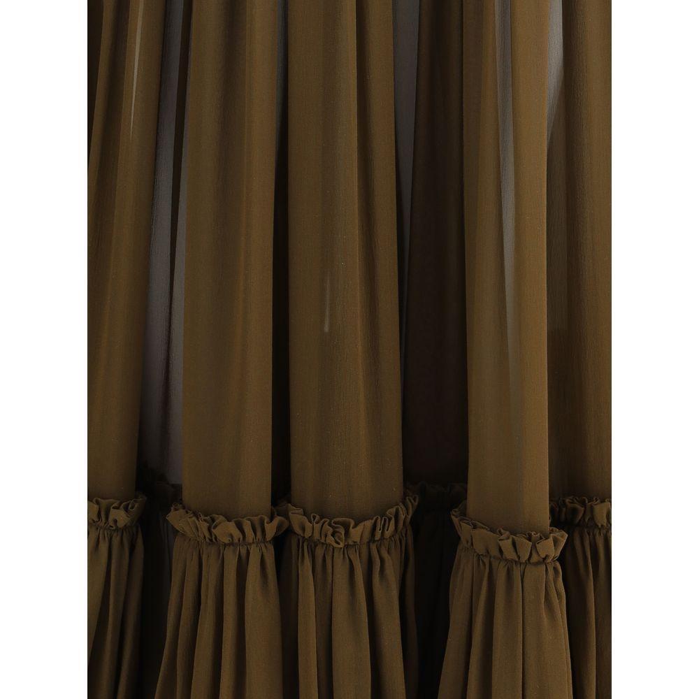 Saint Laurent Flounced long Skirt 1728,72470364320,Brown,Clothing,IT38 | S,New with tags,Saint Laurent,Skirts - Women - Clothing,Women,Women - Clothing Saint Laurent SA-834197Y115W2423-IT38 | S