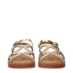 See By Chloé Gold Polyethylene Flat Sandals SE-15269118542089-EU40/US10
