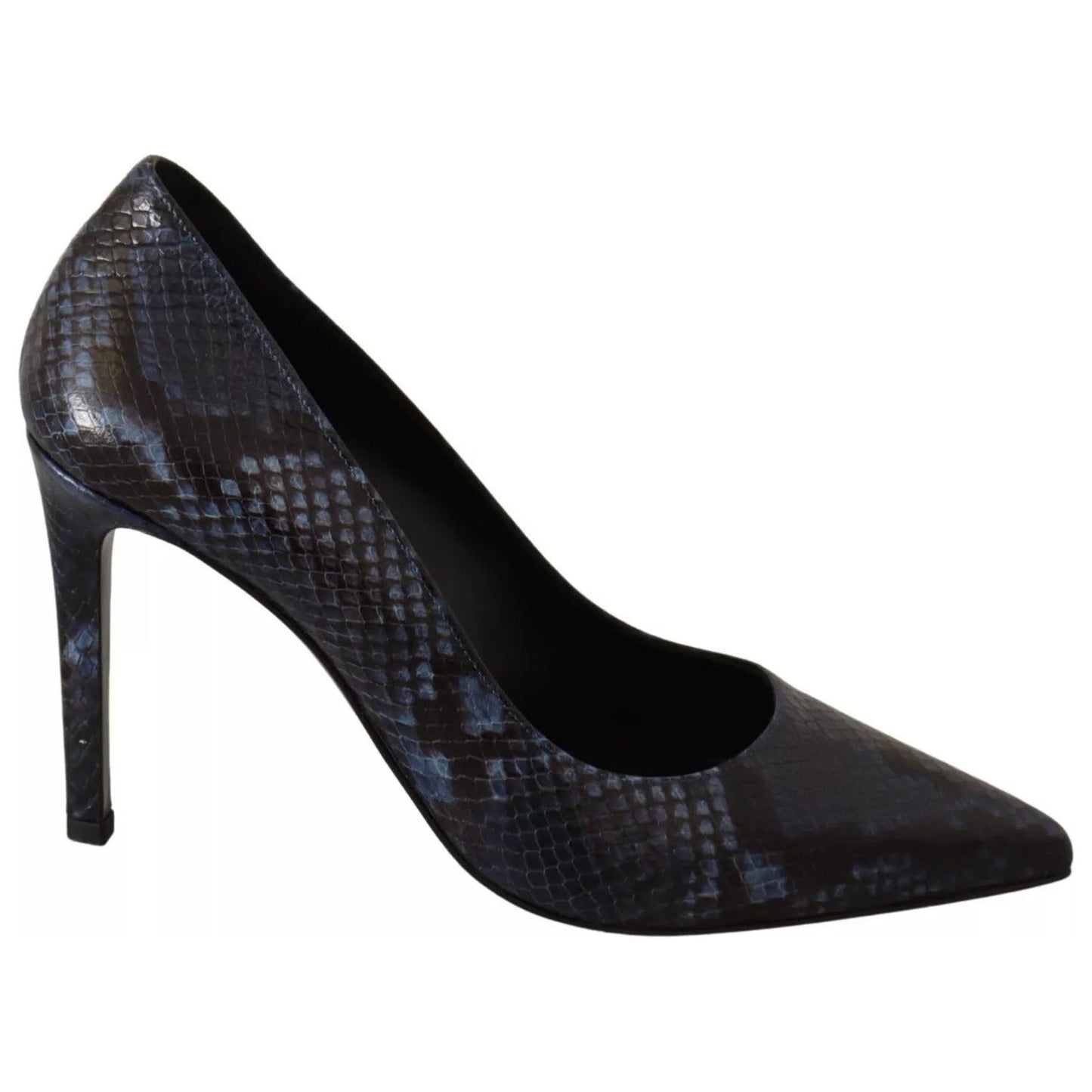 Sofia Black Snake Skin Leather Stiletto High Heels Pumps Shoes
