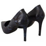 Sofia Black Snake Skin Leather Stiletto High Heels Pumps Shoes