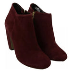 Steve Madden Maroon Blush Velvet Suede Penelope Ankle Boots Shoes