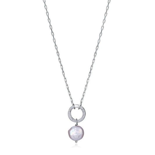 Silver necklace with pearl pendant, VICEROY JEWELS Mod. 13180C000-90, designed for ladies, featuring quartz analog movement and 5 ATM water resistance.