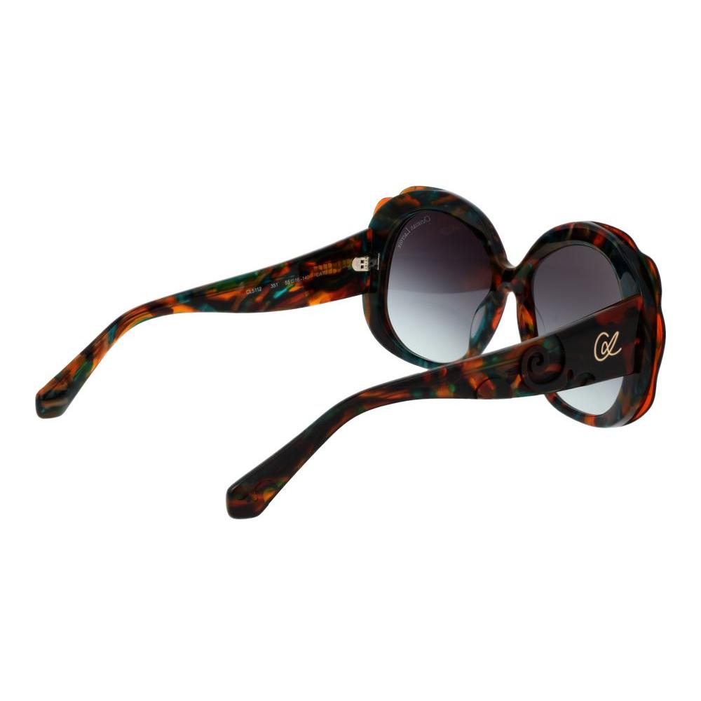 Christian Lacroix multicolor women's butterfly sunglasses with gradient grey lenses and full-rim acetate frame.