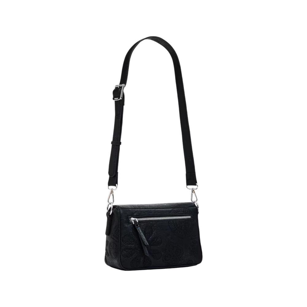 Desigual black polyethylene handbag for women, stylish and compact, perfect accessory for spring/summer collection.