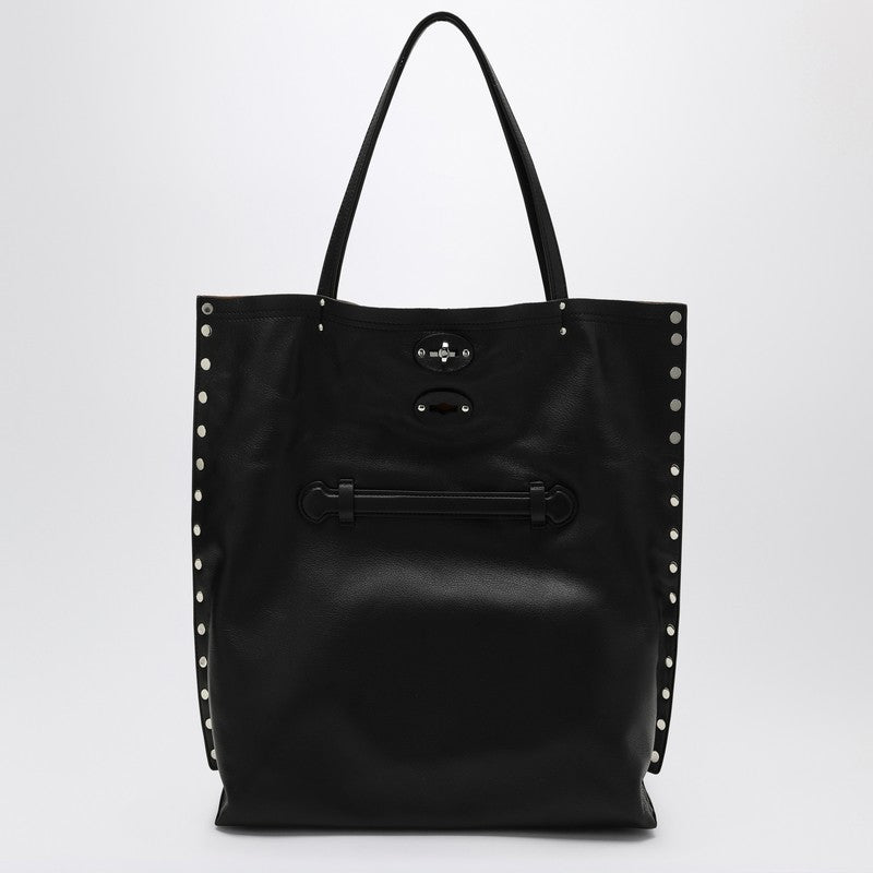Front view with bag zipped and handles upright.