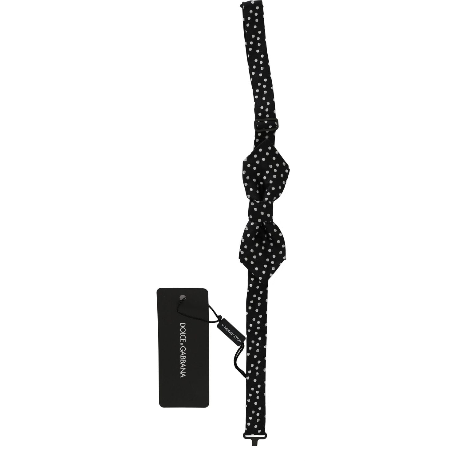 Dolce & Gabbana Black Polka Dots Silk Adjustable Neck Papillon Men Bow Tie
