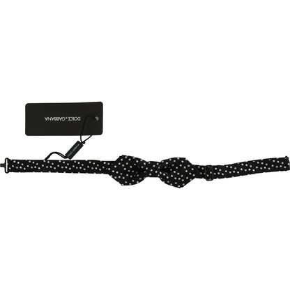 Dolce & Gabbana Black Polka Dots Silk Adjustable Neck Papillon Men Bow Tie Bow Tie