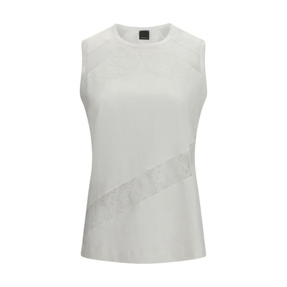PINKO White Cotton Sleeveles T-Shirt