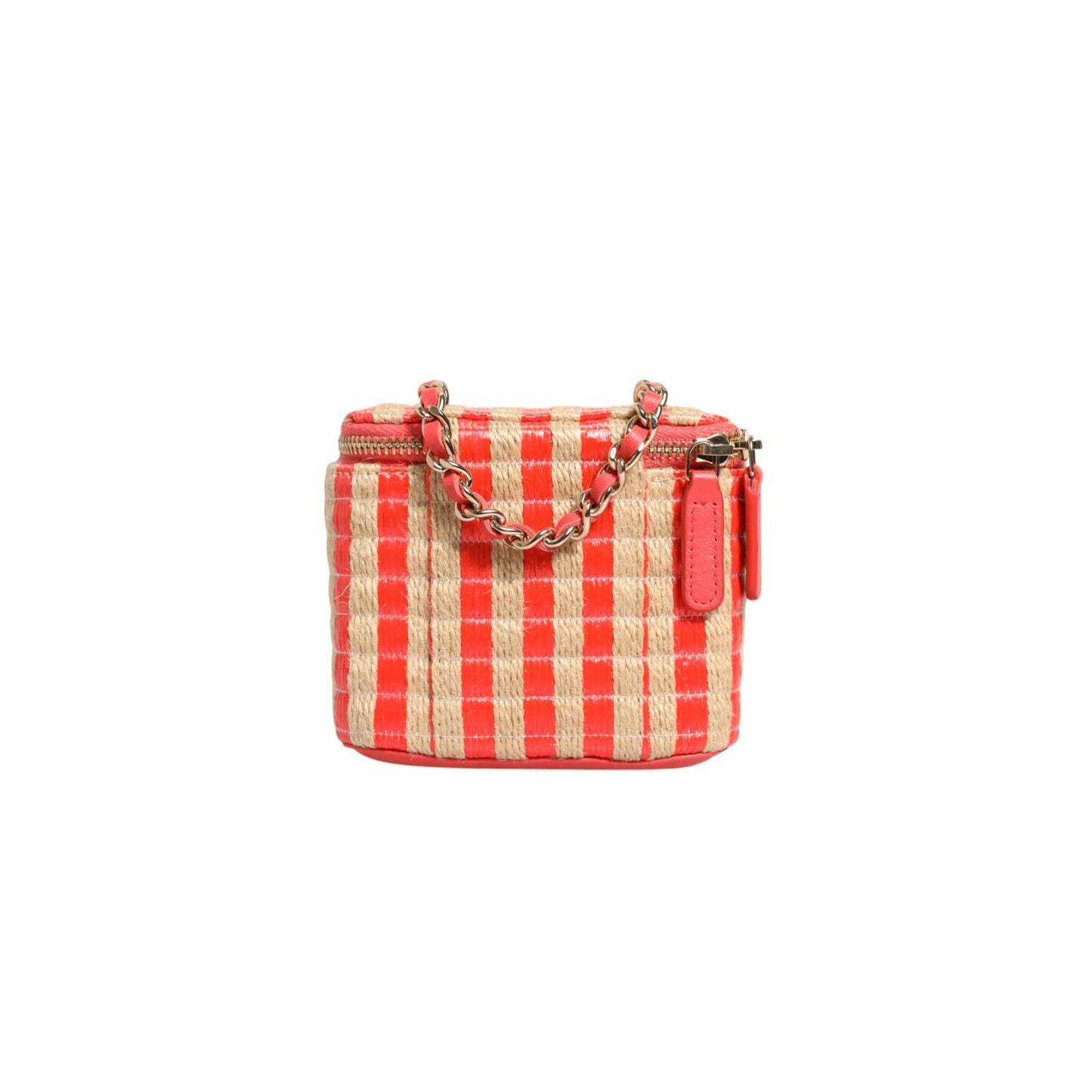 Chanel Raffia Jute Striped Mini Vanity Case