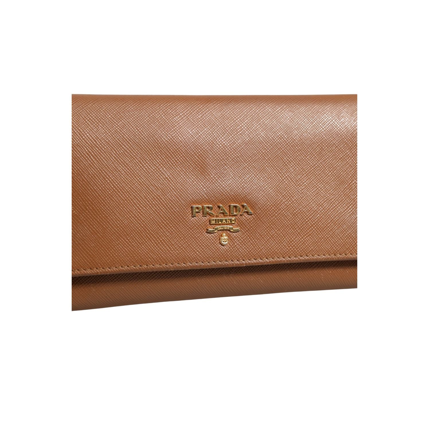 Prada Brown and Gold Wallet Strap