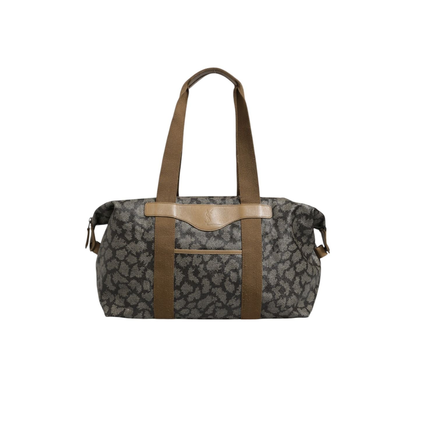 Saint Laurent Green and Brown Pattern Canvas Duffel Bag