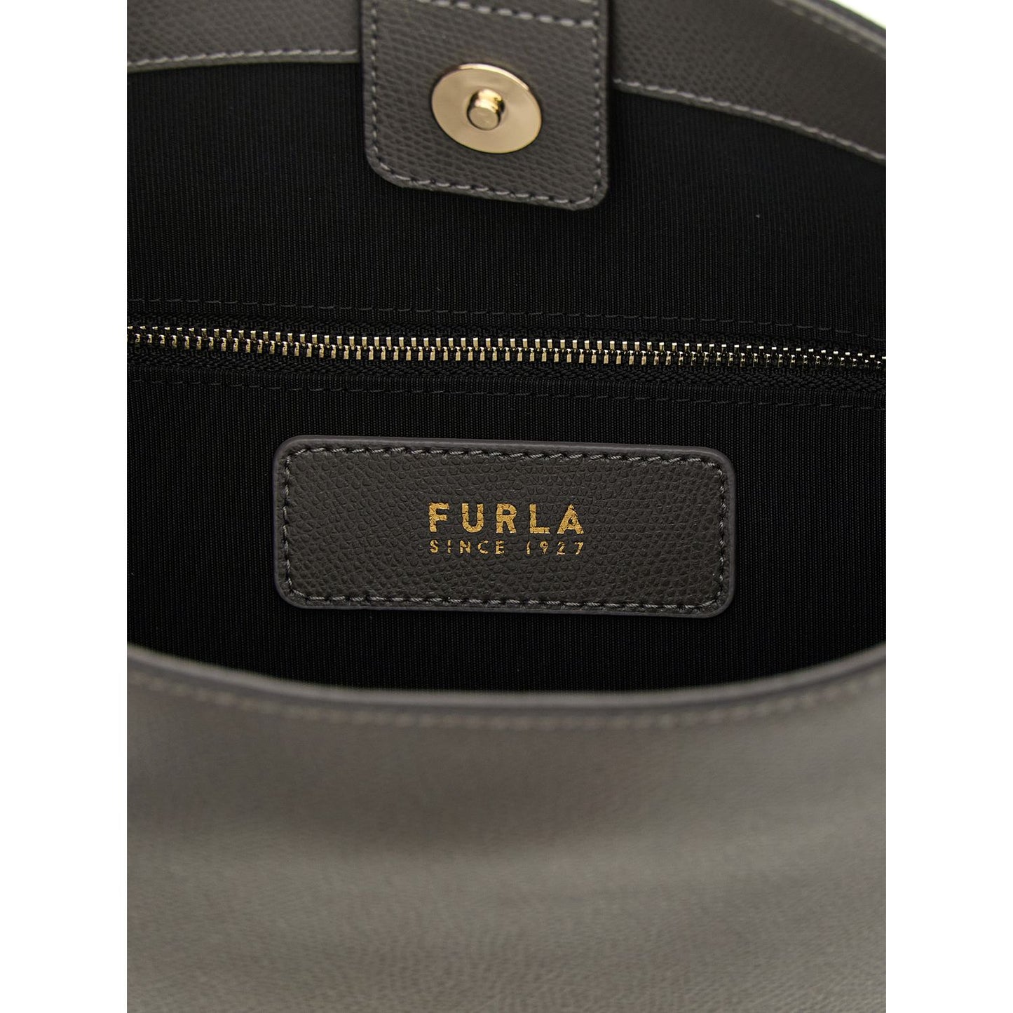Furla Gray Calfskin Shoulder Bag