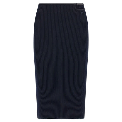 Courrèges Blue Viscose Midi Skirt