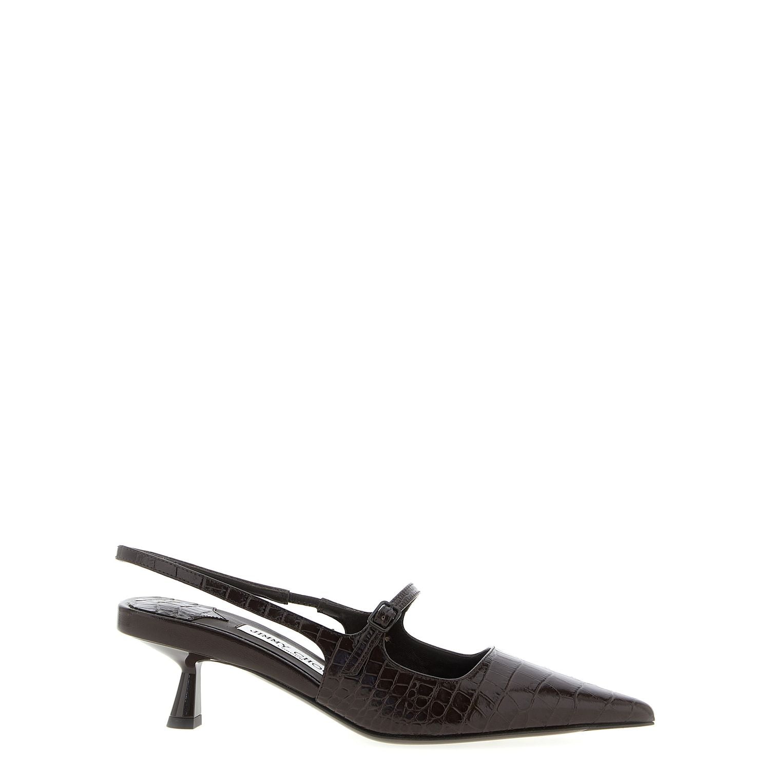 Jimmy Choo Brown Leather Mid Heel Pumps