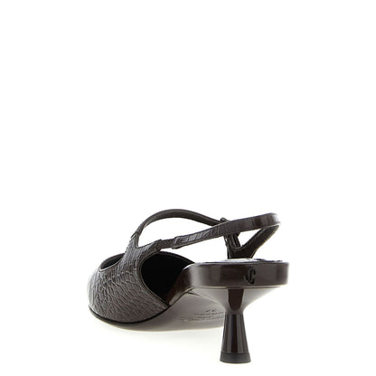 Jimmy Choo Brown Leather Mid Heel Pumps