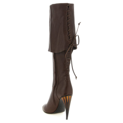Alexander McQueen Brown Lamb Leather Over The Knee