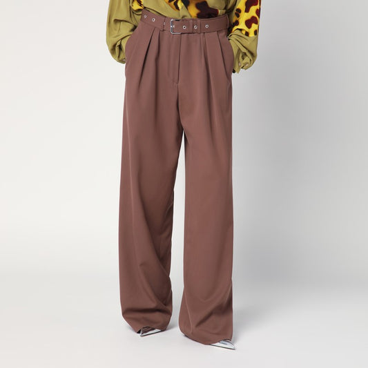 Dries Van Noten Wide taupe cotton trousers
