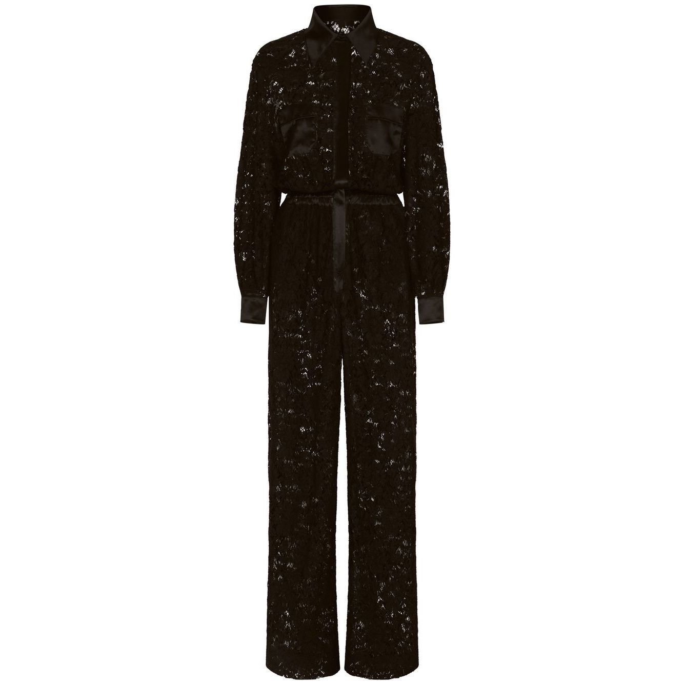 Dolce & Gabbana lace-trim long-sleeve jumpsuit