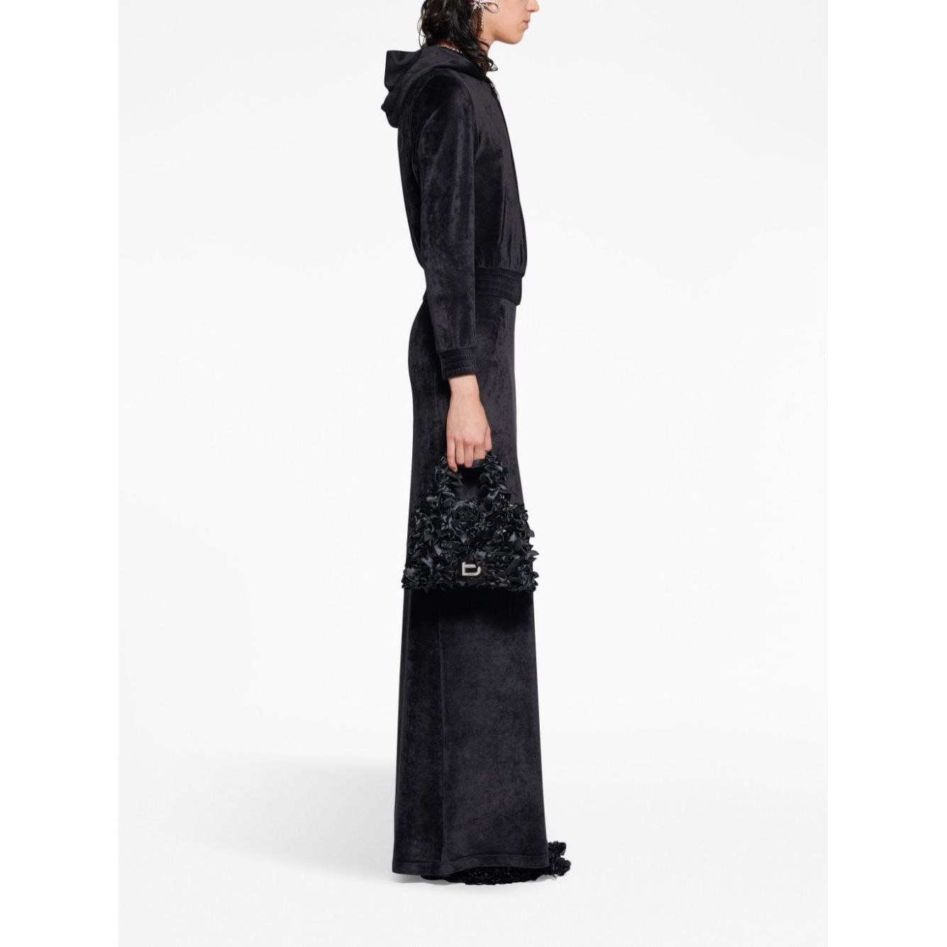 Balenciaga Crystal embellished velvet zip-up hoodie
