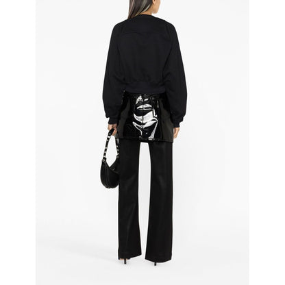 Off White Printed Crop Sweatshirt Topwear