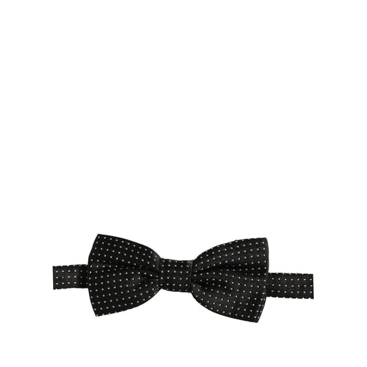 Dolce & Gabbana Men Black White PolkaDot Adjustable Bow Tie