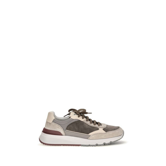 Brunello Cucinelli Gray Calf Leather Bos Taurus Chunky Sneakers