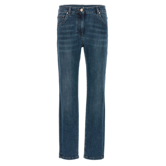 Brunello Cucinelli Blue Cotton Straight-Leg Jeans