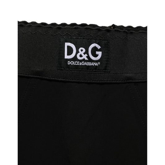 Dolce & Gabbana Black Viscose High Waist Capri Trouser Pants