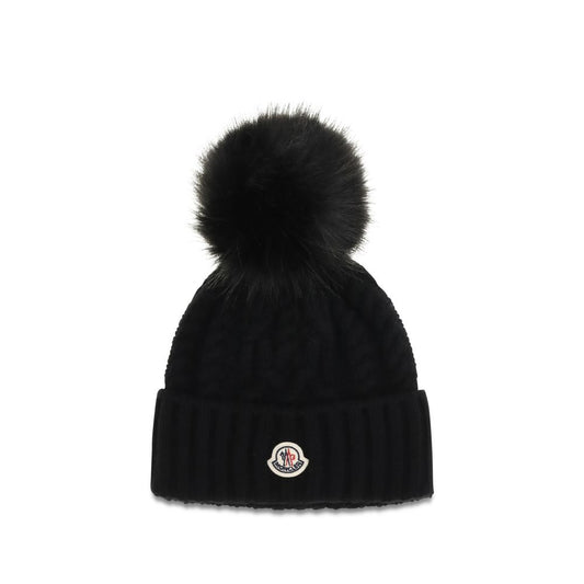 Moncler Black Wool Oves Aries Beanie